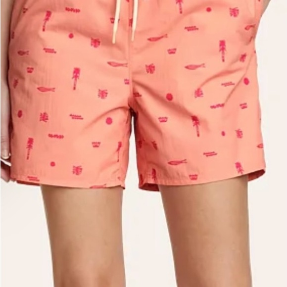 Women's Eddie Bauer Tidal High Rise Shorts - Print in Carrot. Size M - Picture 1 of 6